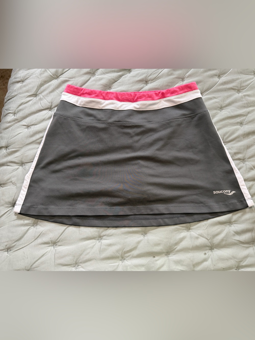 Saucony Charcoal Skirt with Pink and White Trim